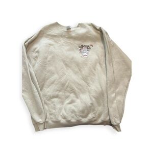 Custom Made! Woman’s Fleece Beige Sweater with Cow Christmas Graphic size Large